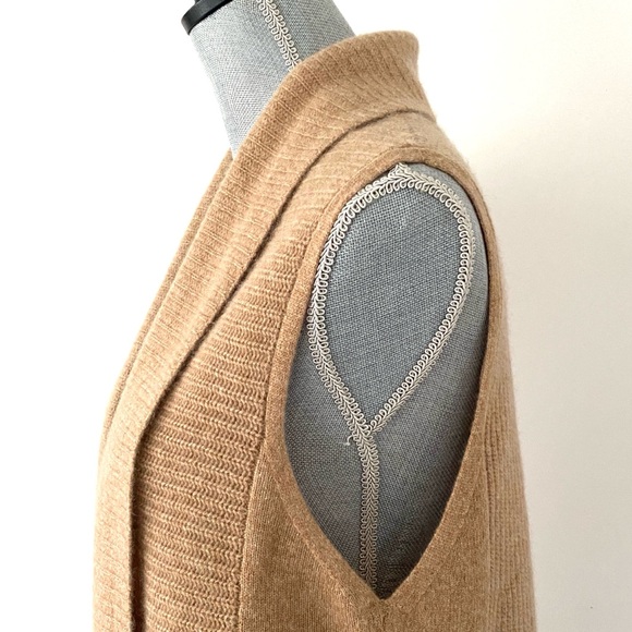 Charter Club Luxury 100% Cashmere Open-Front Long Vest Light Camel Brown - Picture 5 of 9